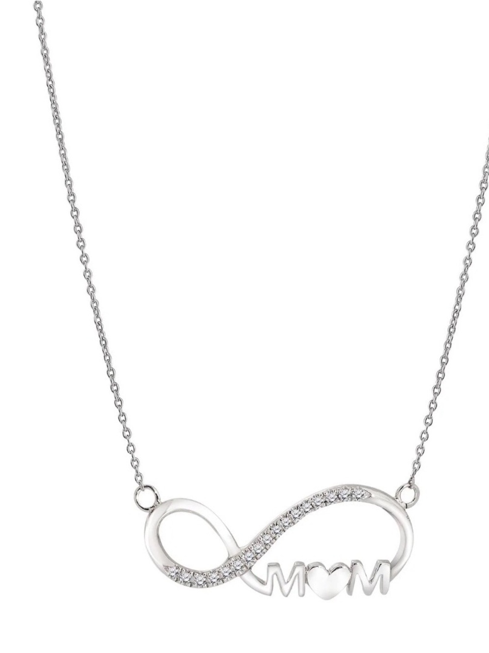 NWT-Infinity Mom Moissanite Pendant Necklace in 18K White Gold over Silver